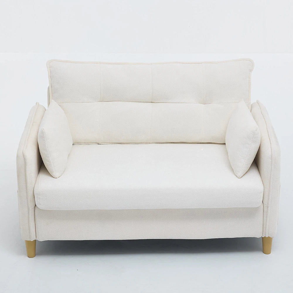 Canapé 2 places compact en chenille de 127 cm, beige, vue de face