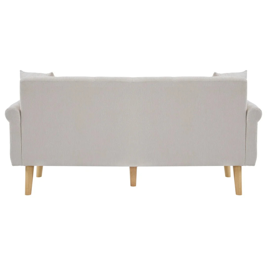 Canapé 2 places en chenille beige de 162 cm à pieds bois, vue arrière