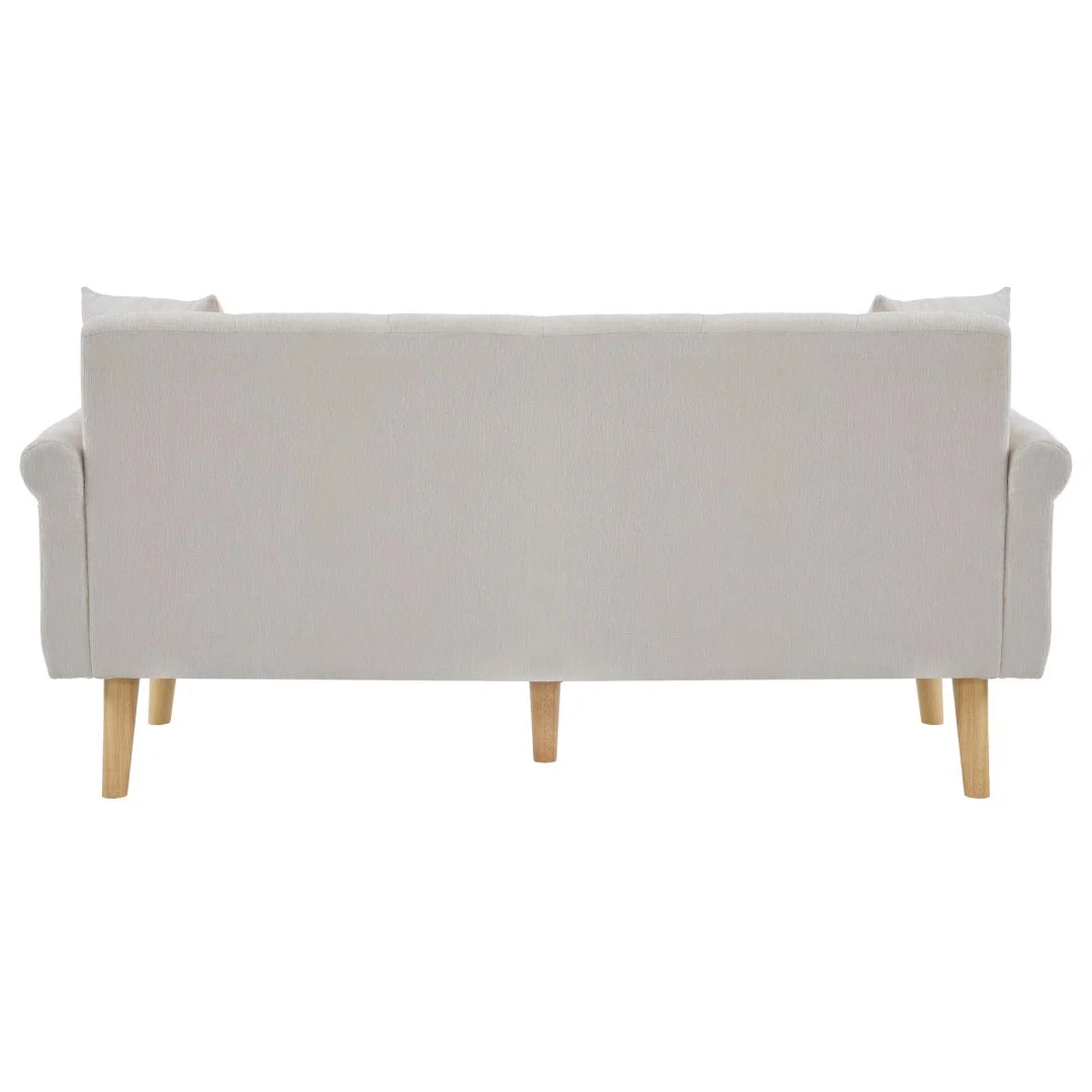 Canapé 2 places en chenille beige de 162 cm à pieds bois, vue arrière