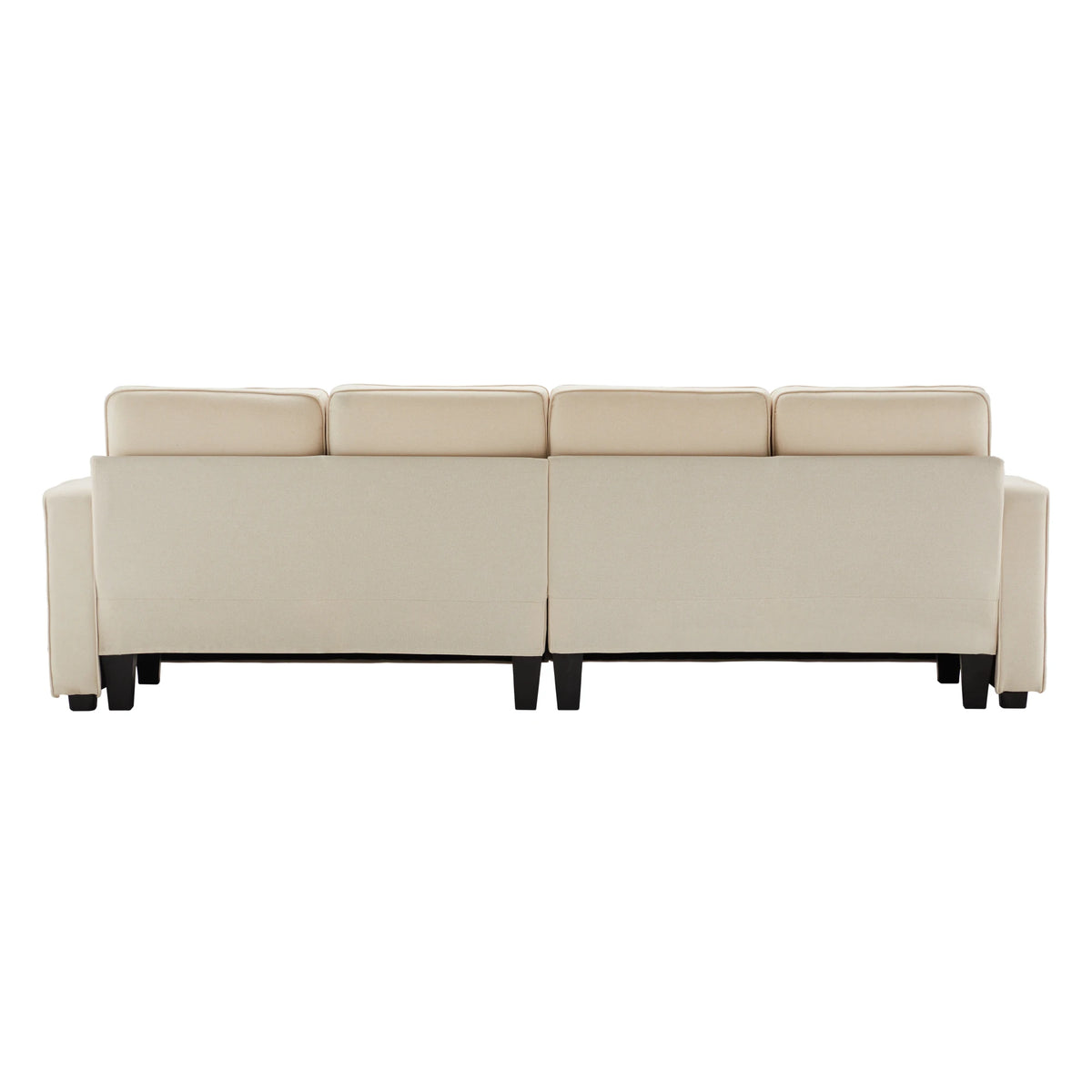 Canapé 4 places en tissu beige effet lin, vue arrière