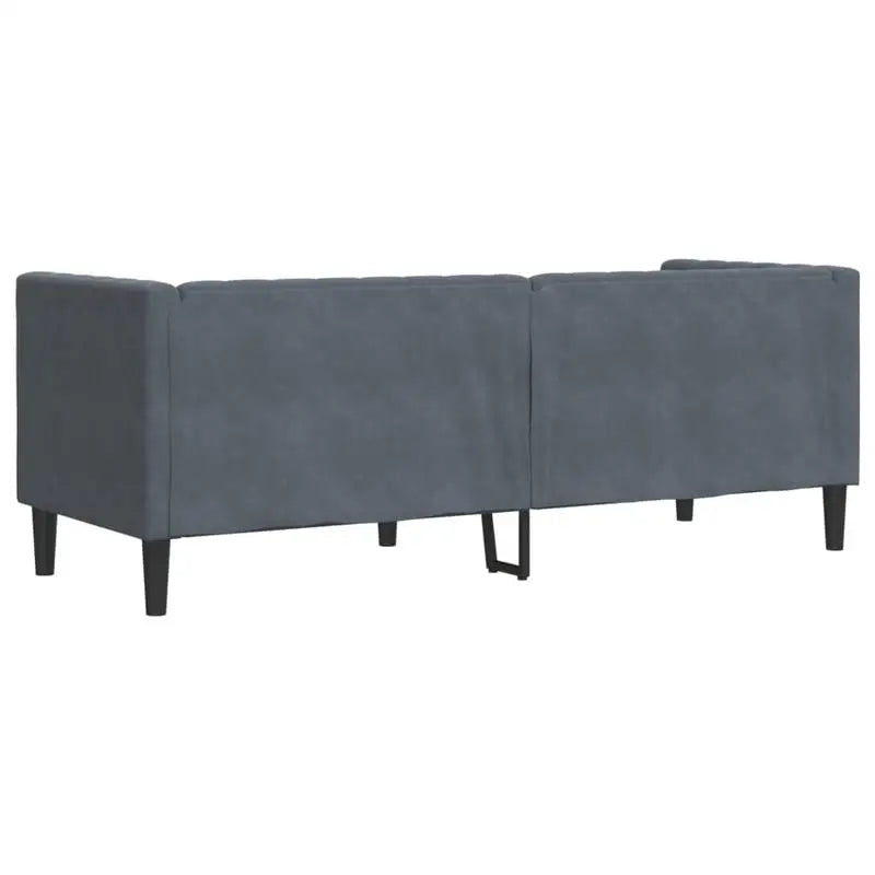 Canapé Chesterfield 3 places en velours gris foncé, vue arrière