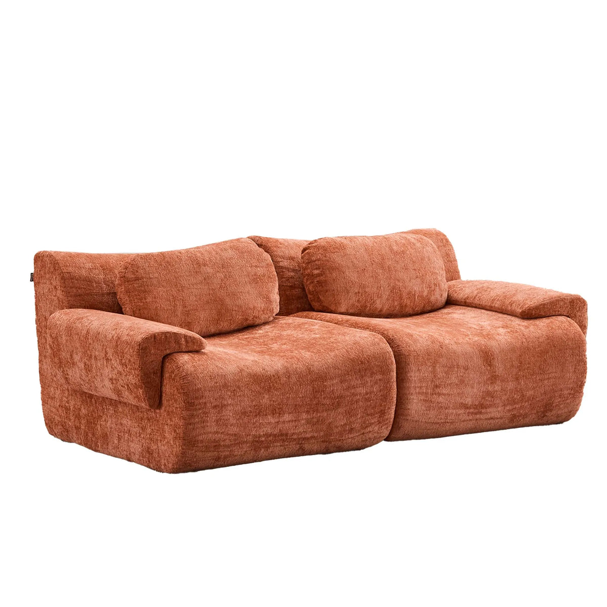 Canapé nuage compact de 184 cm en chenille, orange, sur fond blanc