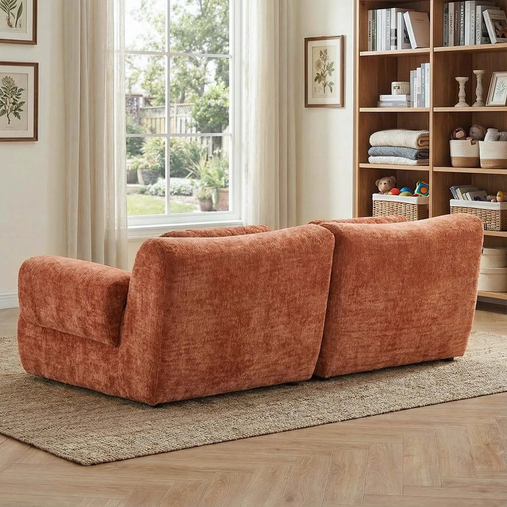 Canapé nuage compact de 184 cm en chenille, orange, vue arrière