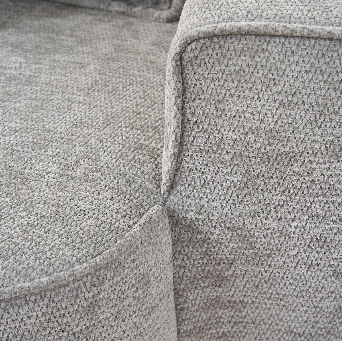 Canapé d’angle nuage gris de 262 cm avec chaise longue, détail du tissage