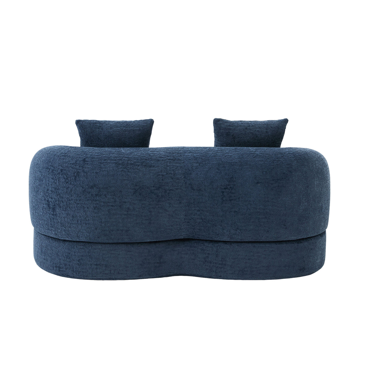 Canapé-lit arrondi en chenille bleu marine de 157 cm, vue arrière