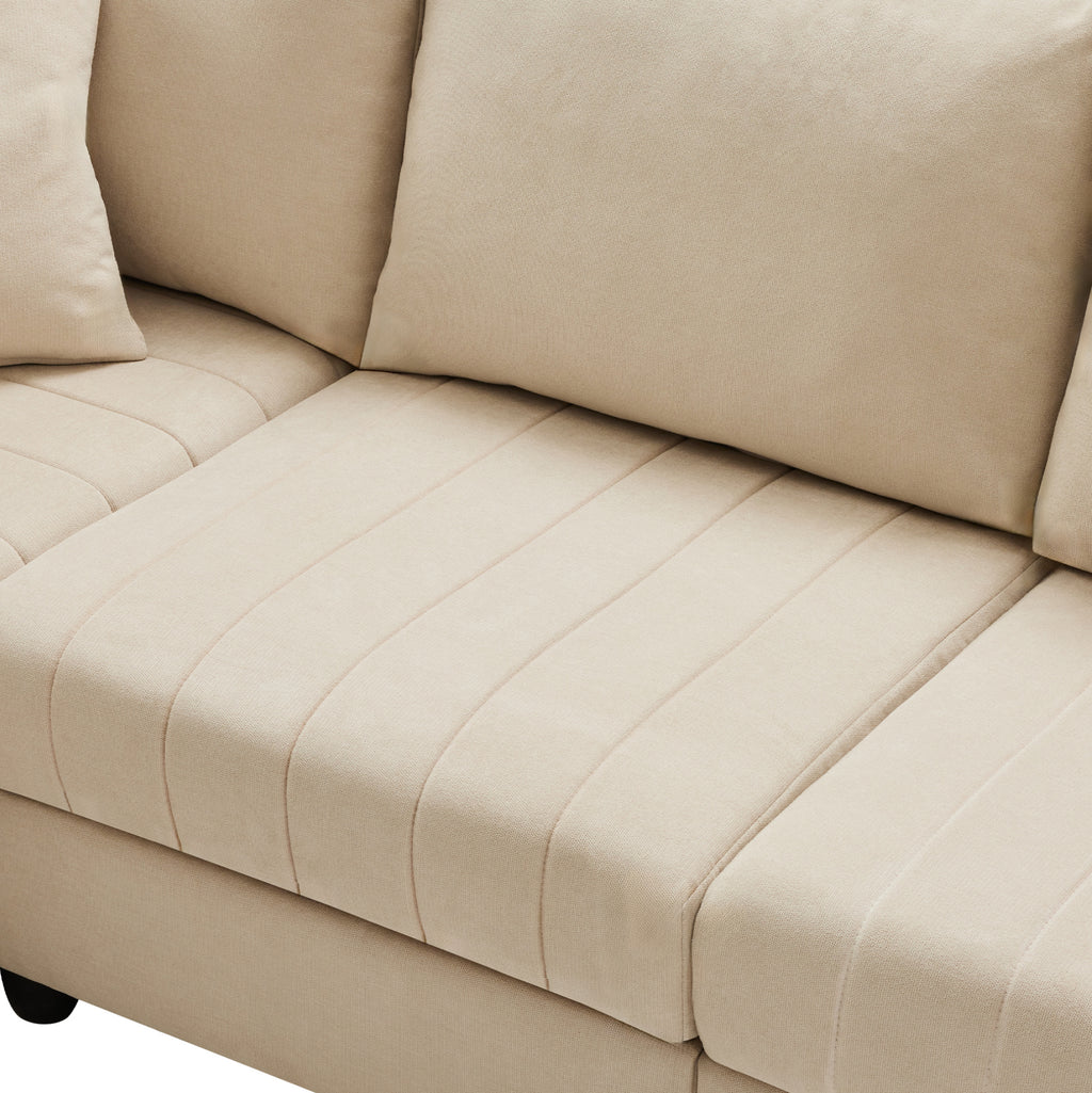 Canapé modulable avec pouf, détail de l’assise