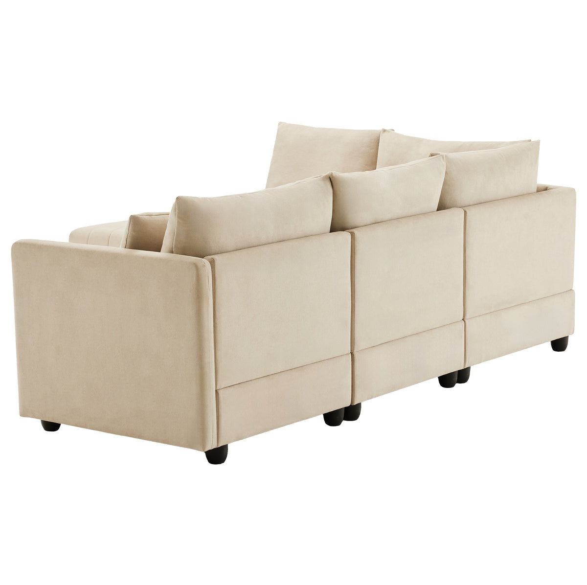 Canapé modulable avec pouf, vue arrière