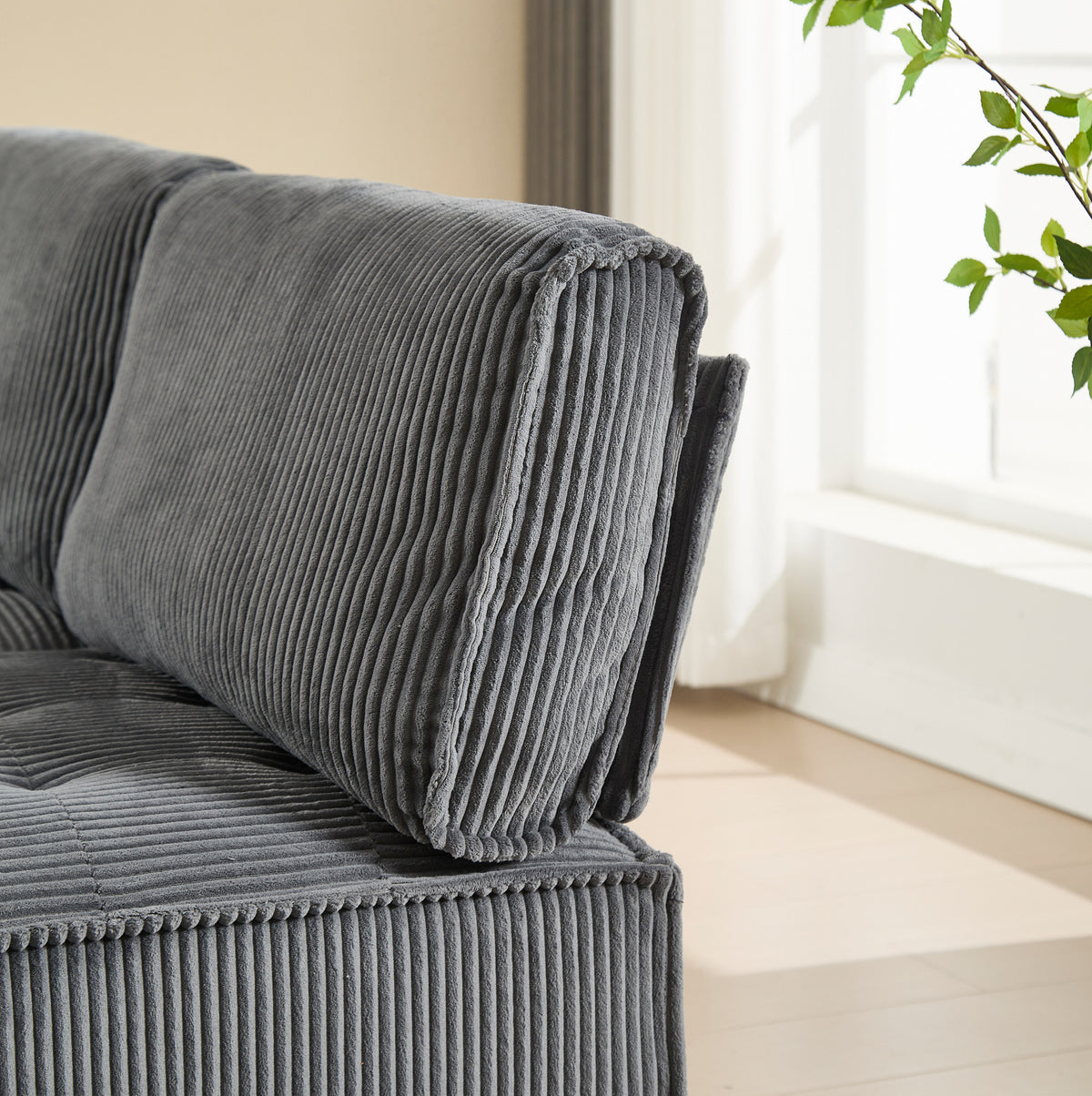 Canapé panoramique convertible en U, détail du coussin de dossier