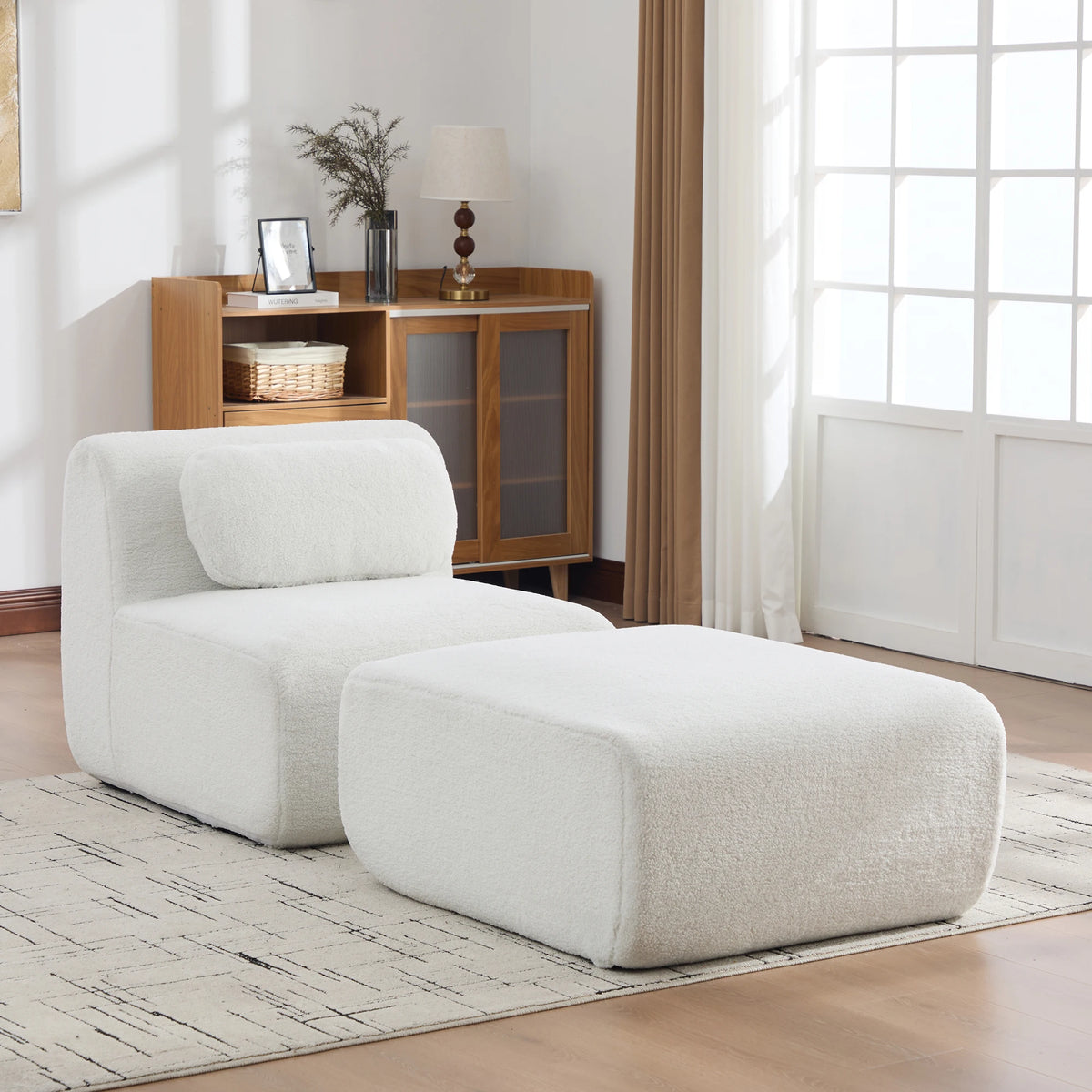 Canapé chaise longue modulable en chenille, 177 cm