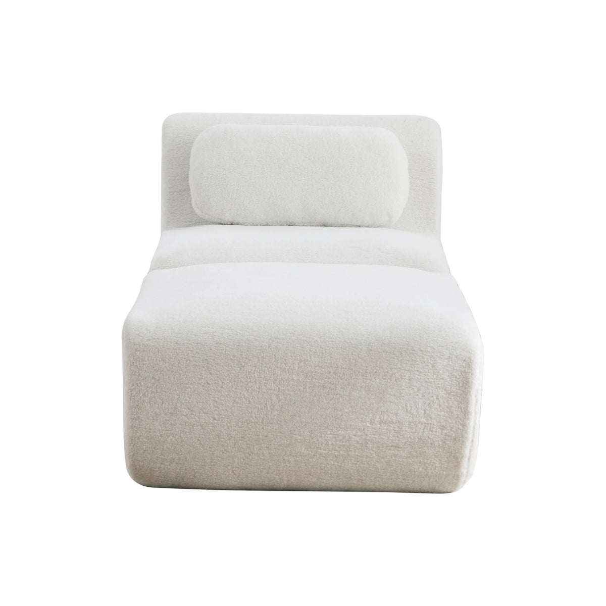 Chaise longue modulable en tissu, ivoire, vue de face sur fond blanc
