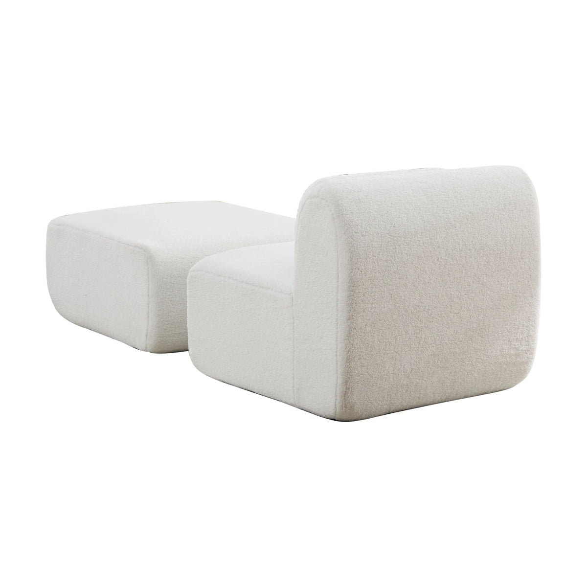 Chaise longue modulable en tissu, ivoire, vue de profil sur fond blanc