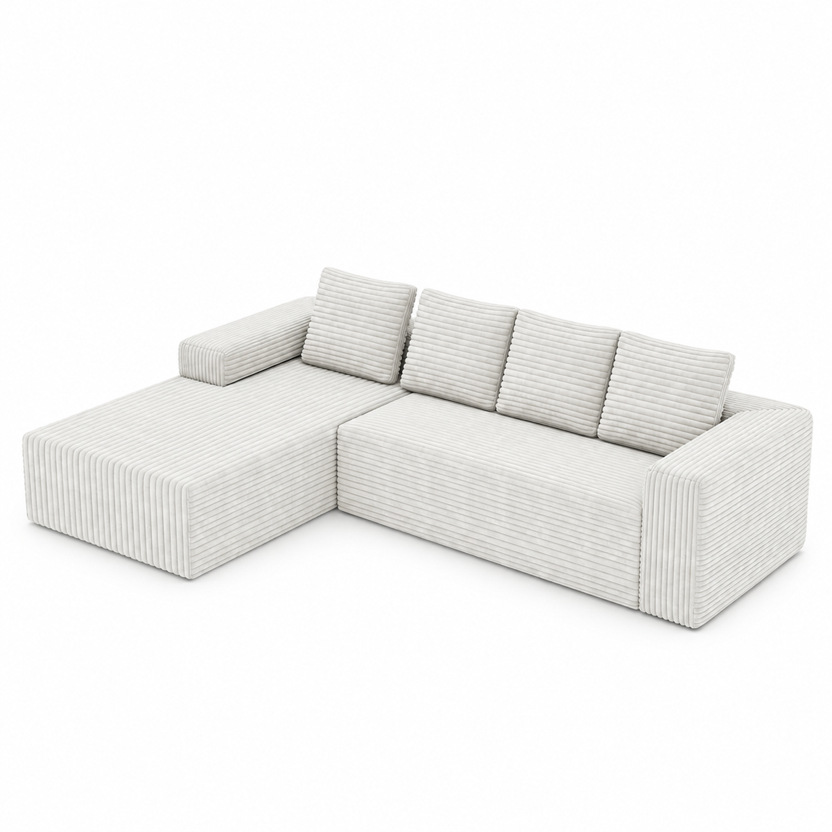 Ensemble modulable en velours côtelé, blanc, vue sur fond blanc