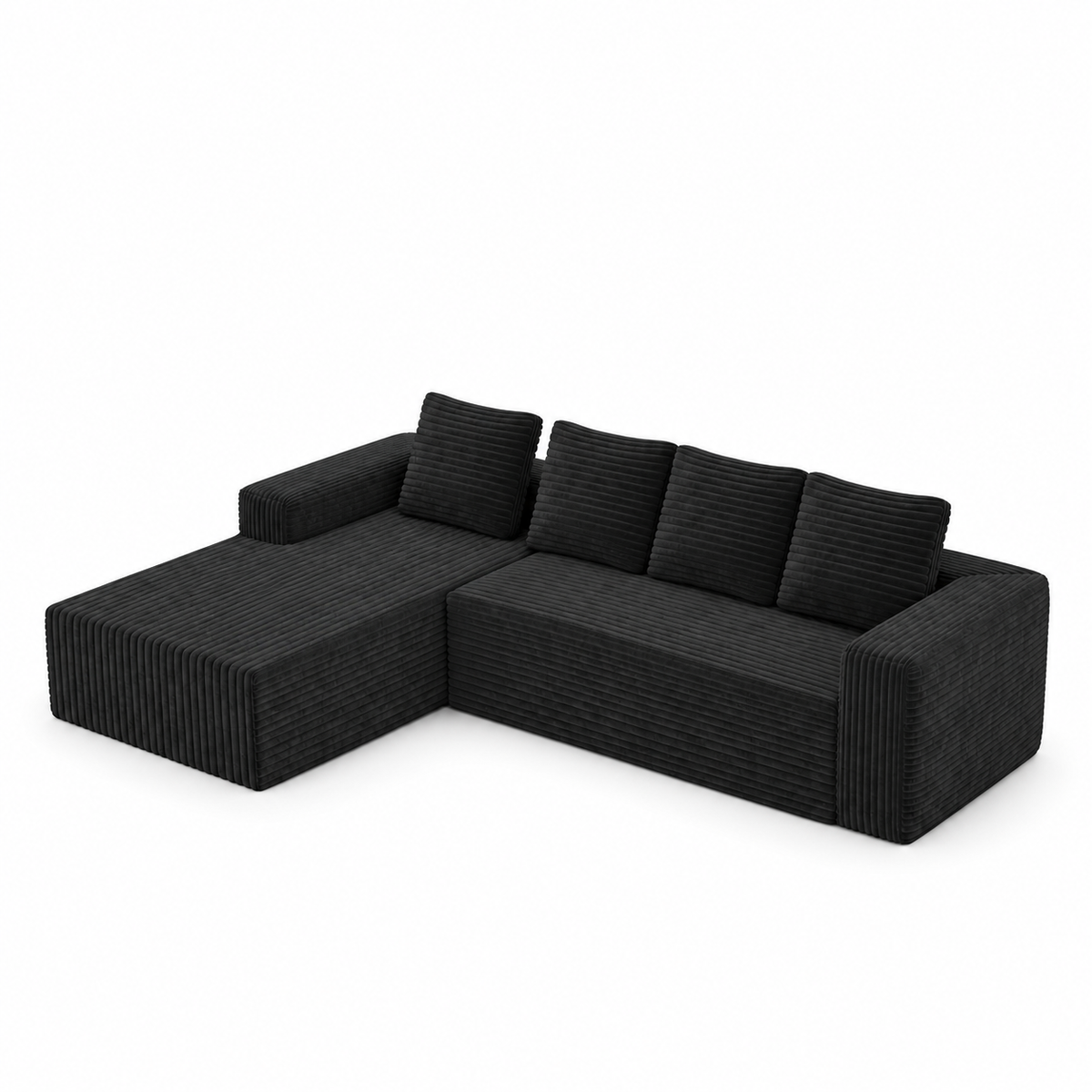 Ensemble modulable en velours côtelé, noir, vue sur fond blanc