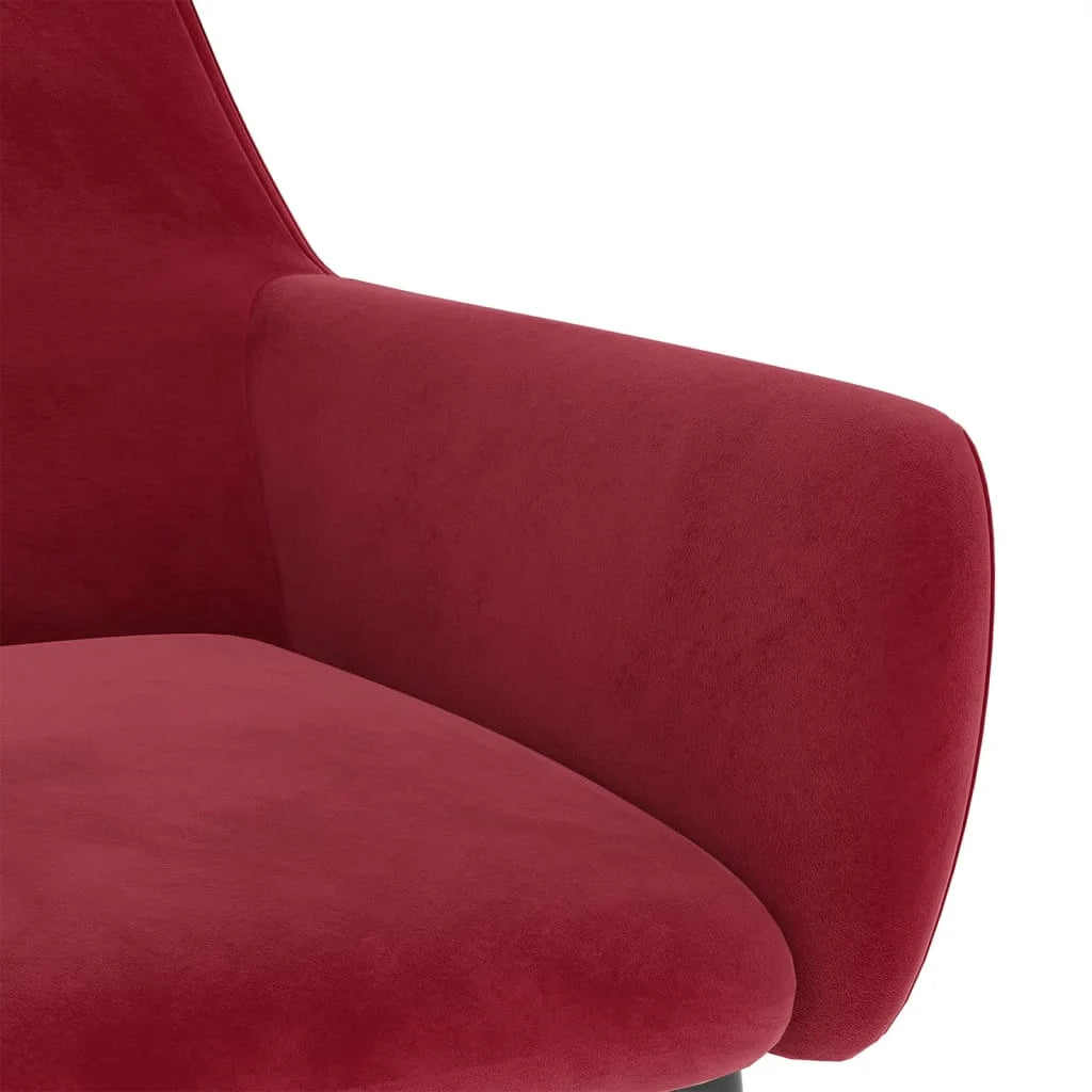 Fauteuil à bascule bordeaux en velours, détail de l’assise
