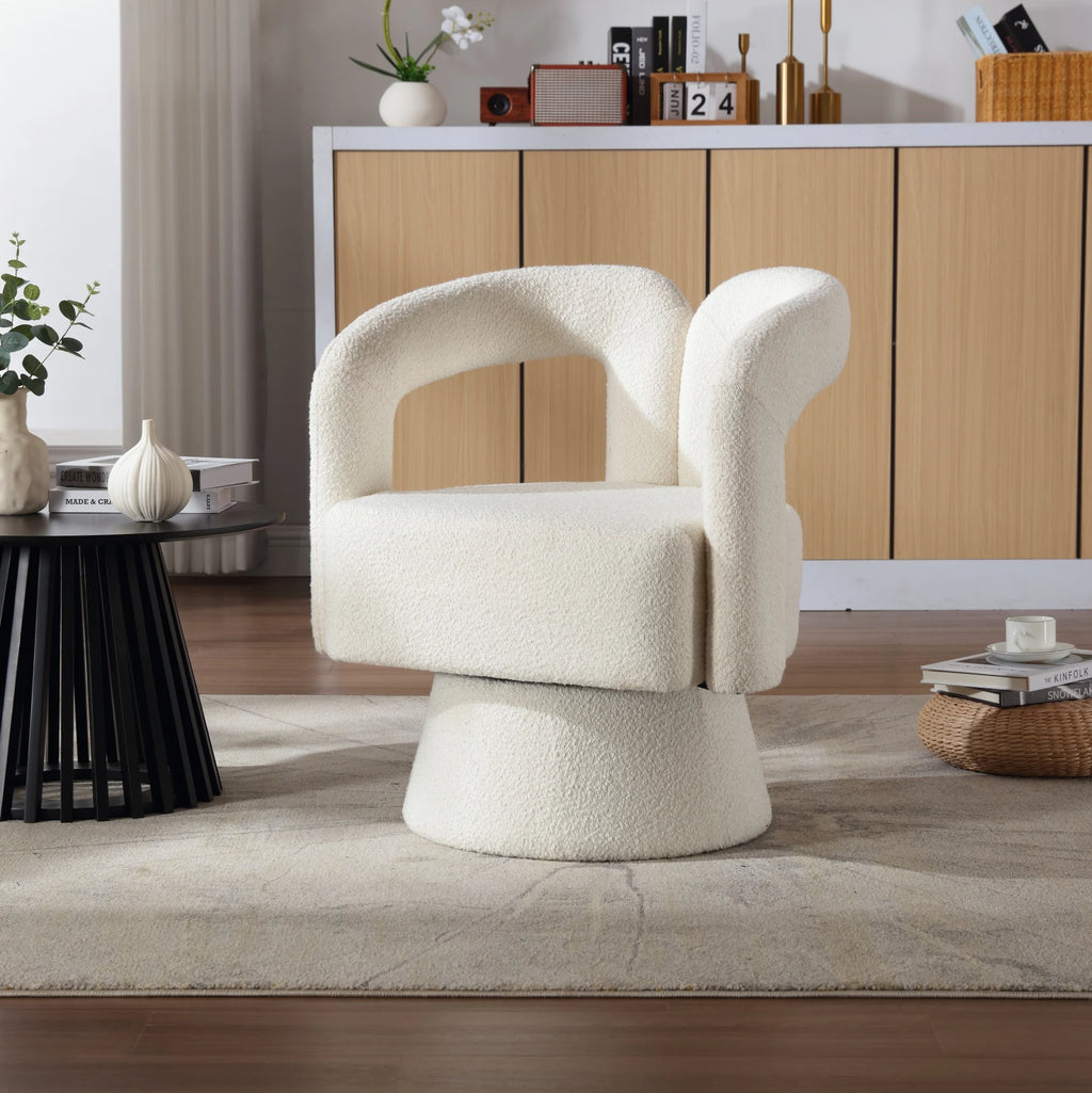 Fauteuil contemporain à pieds en bois, dans un salon