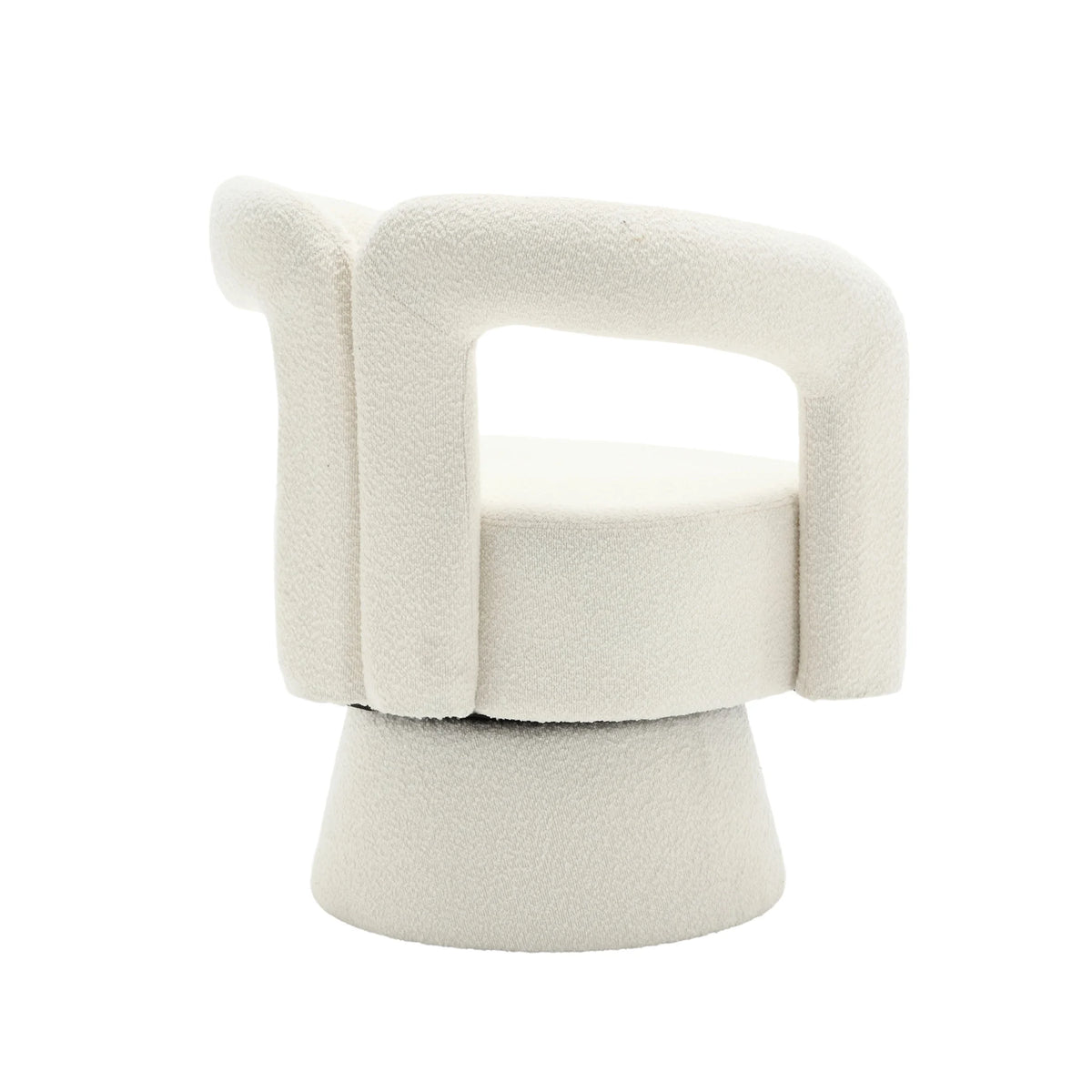 Fauteuil contemporain à pieds en bois, vue de profil sur fond blanc