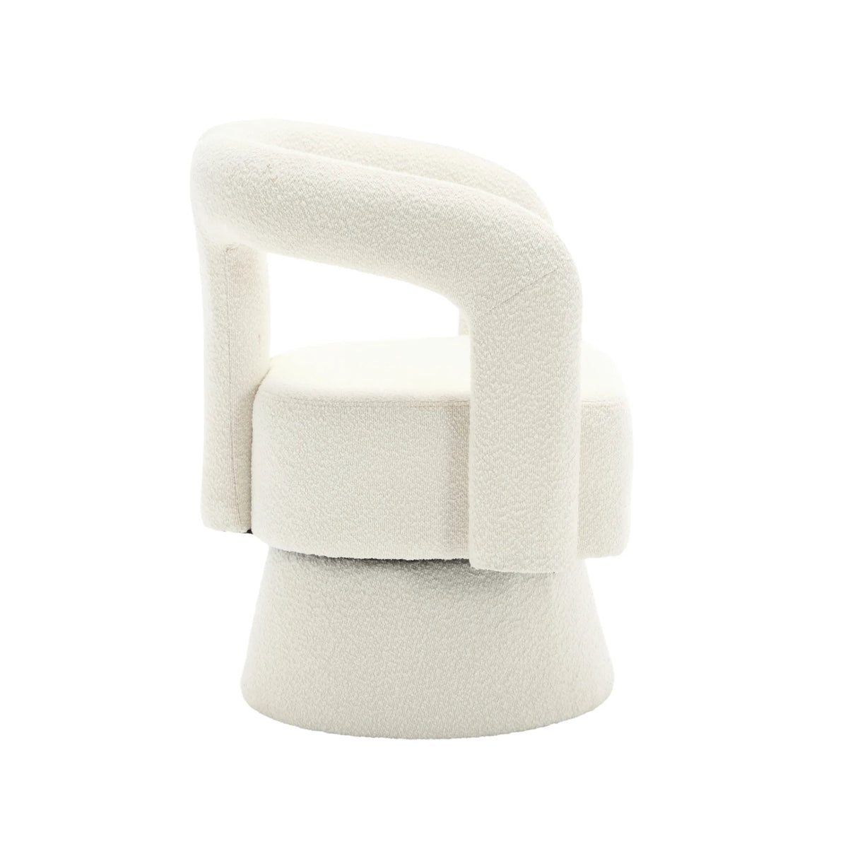 Fauteuil contemporain à pieds en bois, vue latérale sur fond blanc
