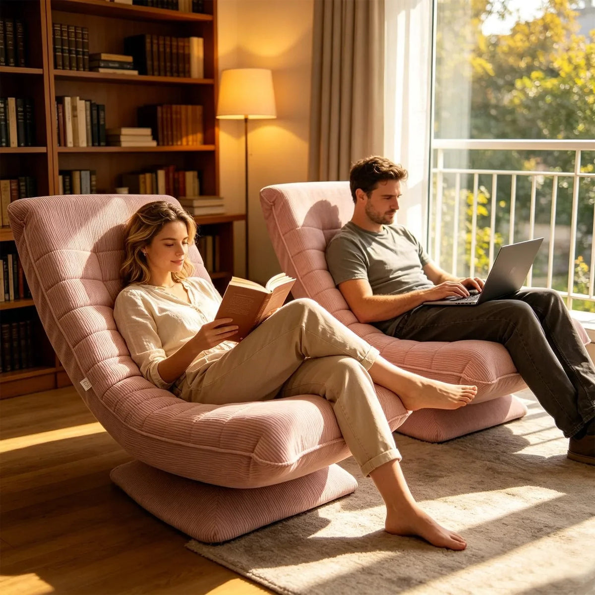 Fauteuil inclinable ergonomique en velours côtelé