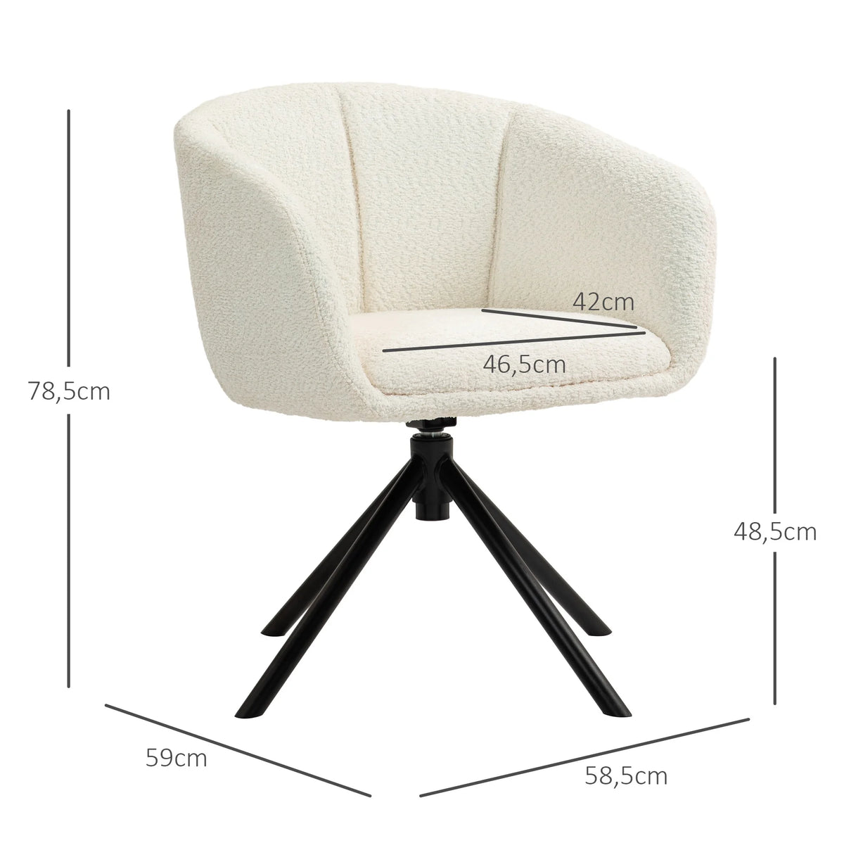 Fauteuil pivotant crème, dimensions du fauteuil