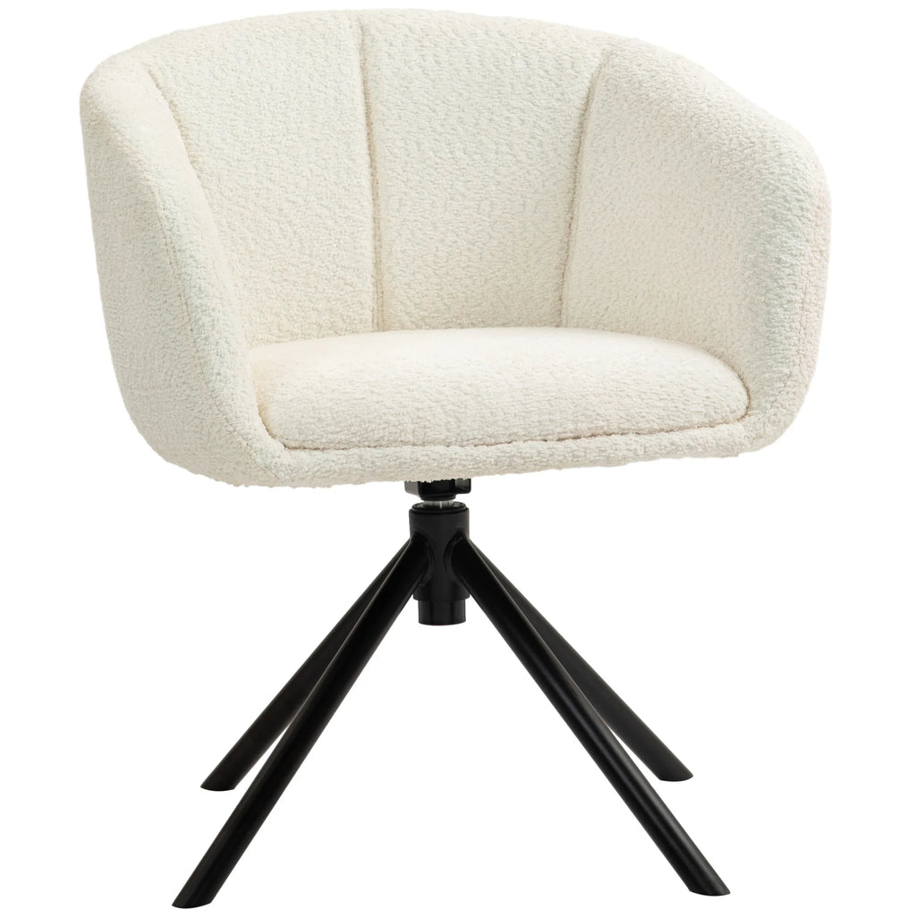 Fauteuil pivotant crème, vue d’ensemble sur fond blanc