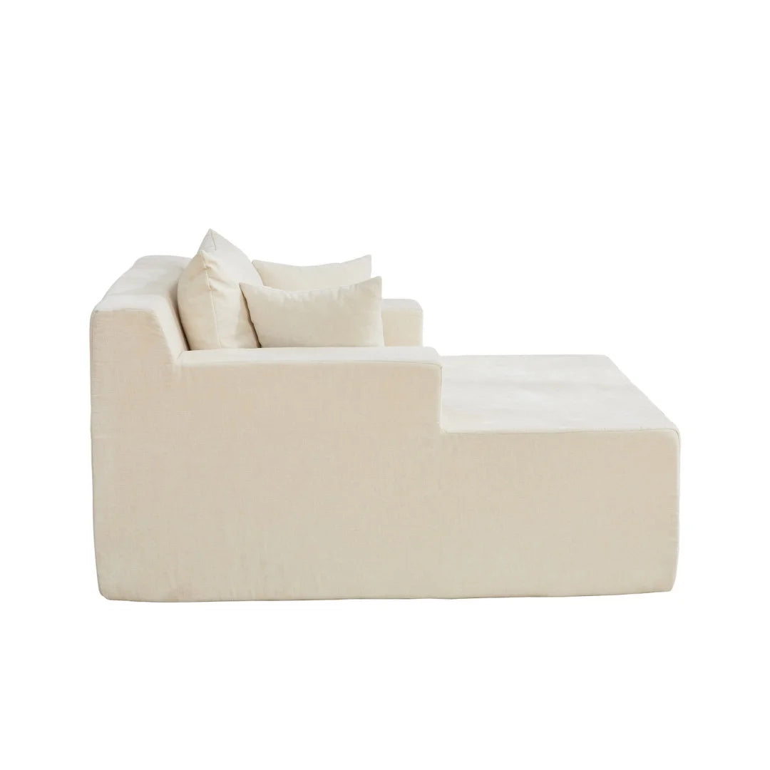Module de chaise longue en tissu, vue de profil sur fond blanc
