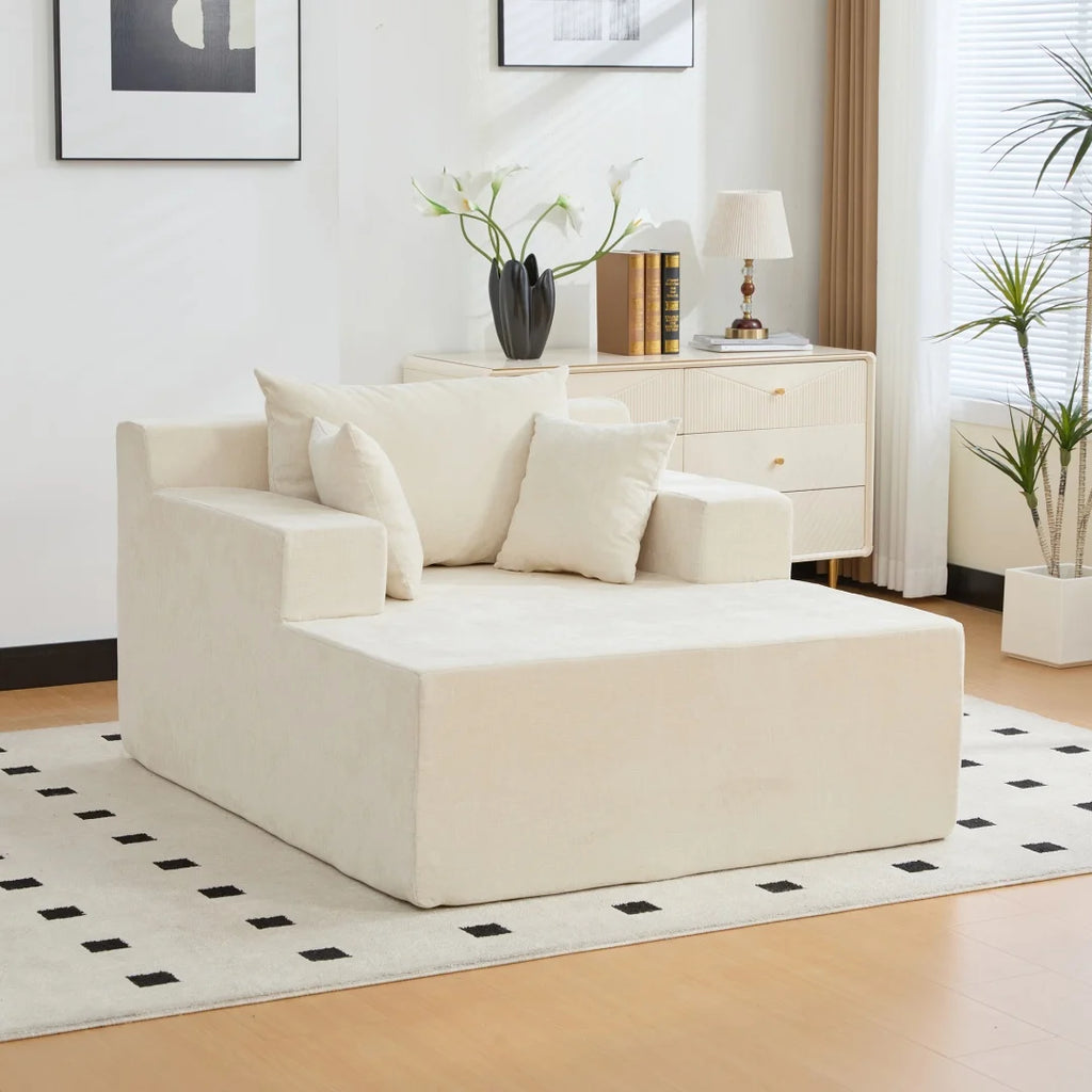 Module de chaise longue en tissu, vue latérale