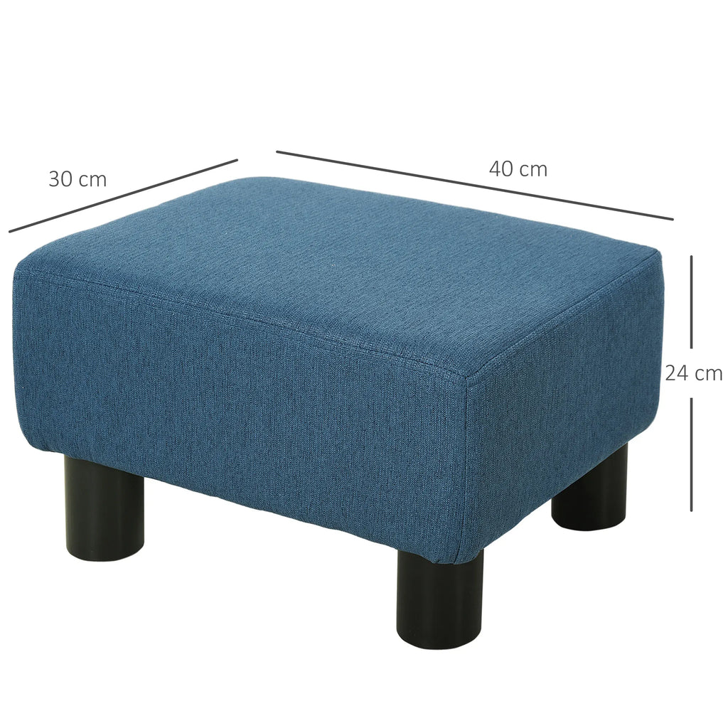 Pouf bleu à pieds en bois, dimensions du pouf