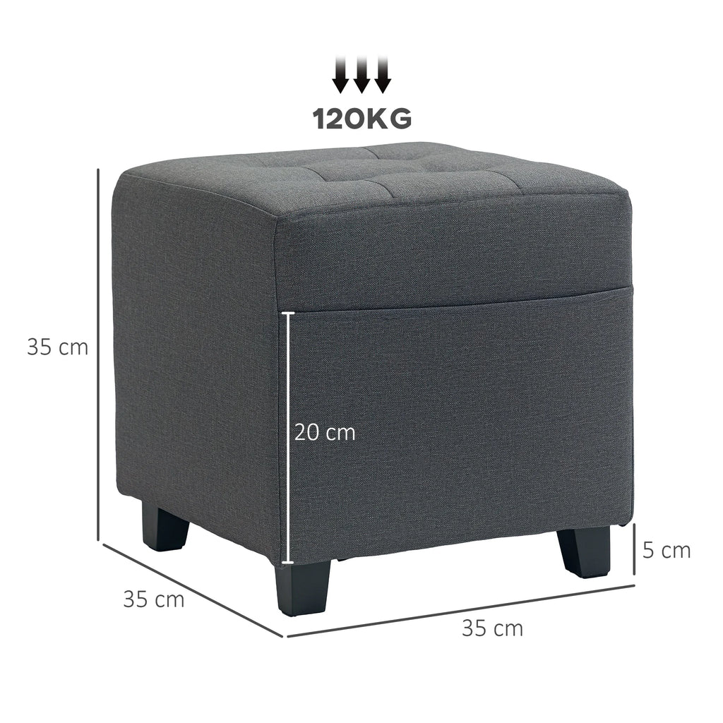 Pouf repose-pieds gris à poche latérale, dimensions du repose-pieds