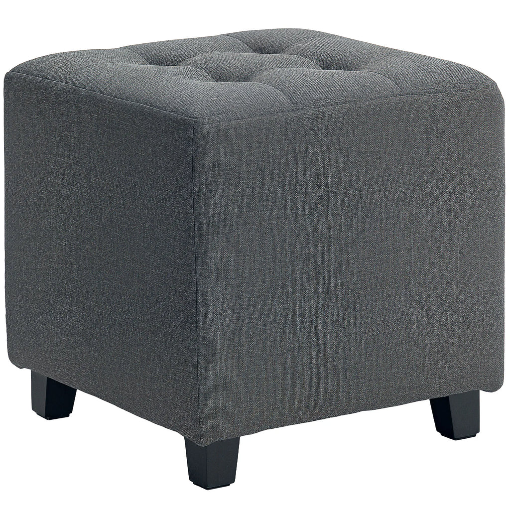 Pouf repose-pieds gris à poche latérale, vue sur fond blanc