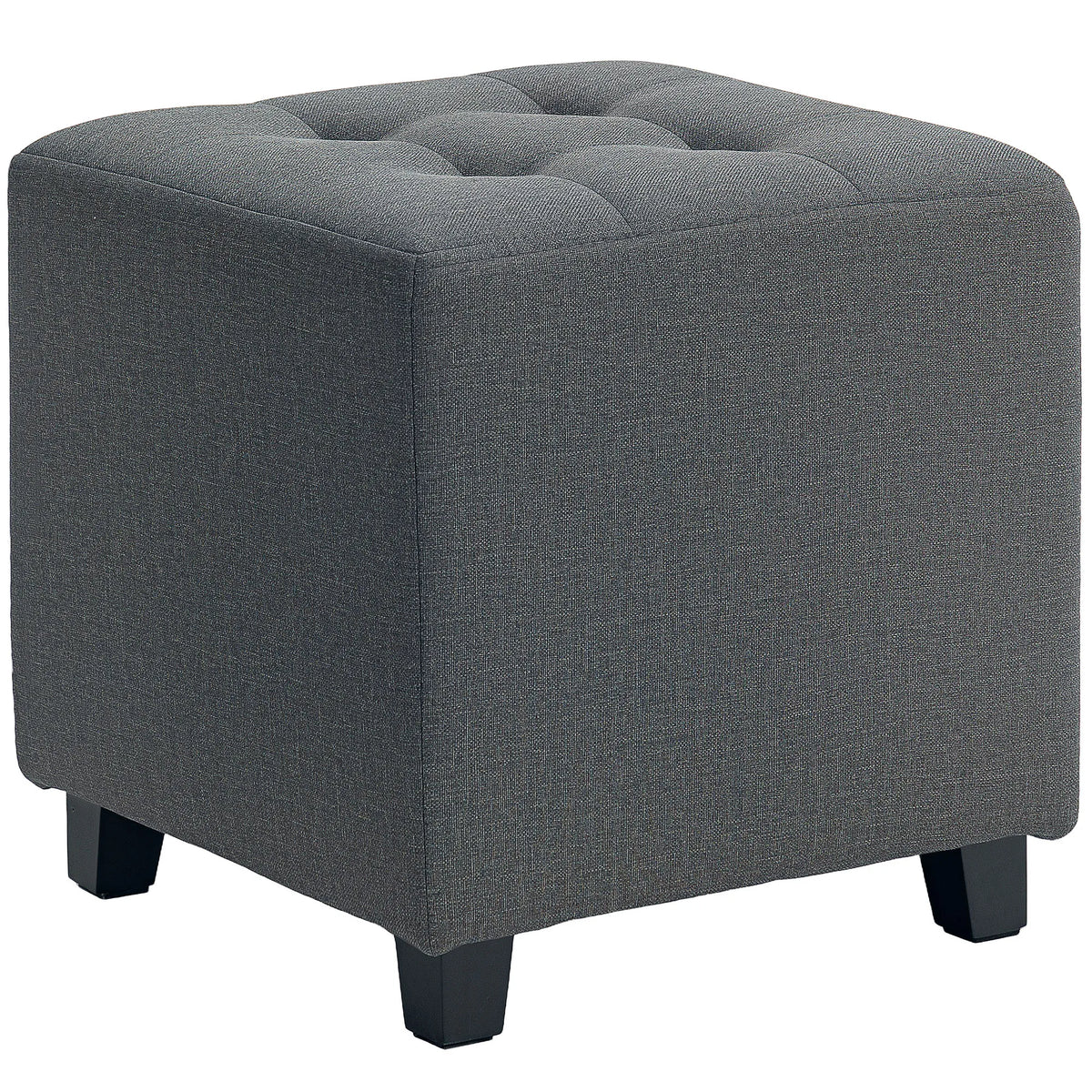 Pouf repose-pieds gris à poche latérale, vue sur fond blanc