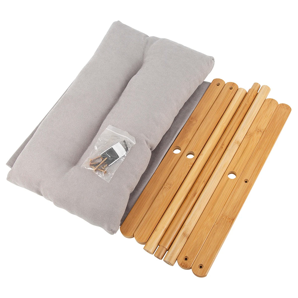 Repose-pieds à structure en bois, structure présentée sans coussin
